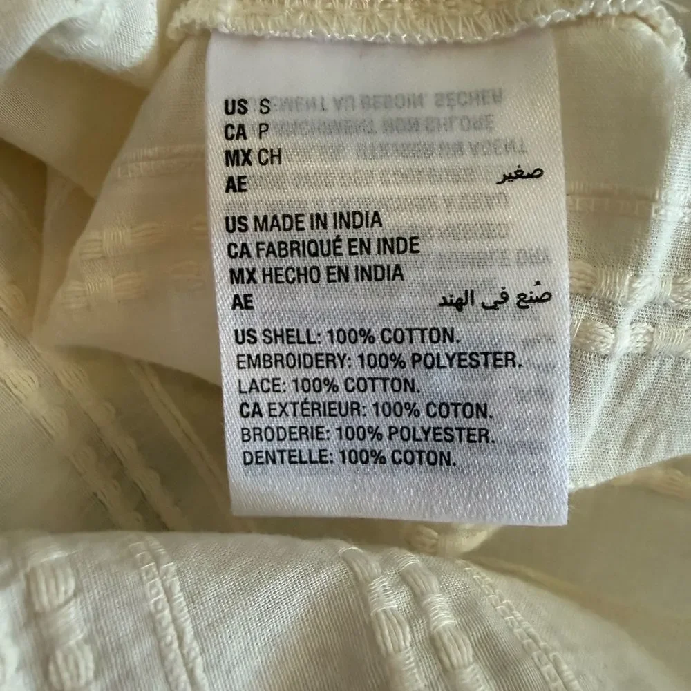 Style & Co Embroidered Button Front Blouse Cream Small NWT - Picture 7 of 7